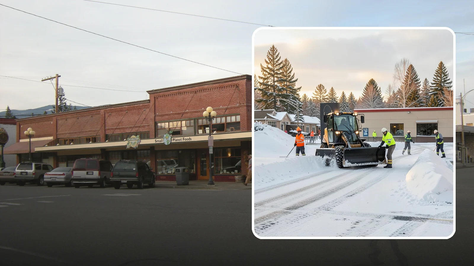 Restaurant Parking Lot Snow Removal in Sedro-Woolley, Skagit County, WA - We clear restaurant lots ahead of service so Western Washington diners can park and walk in safely during winter.