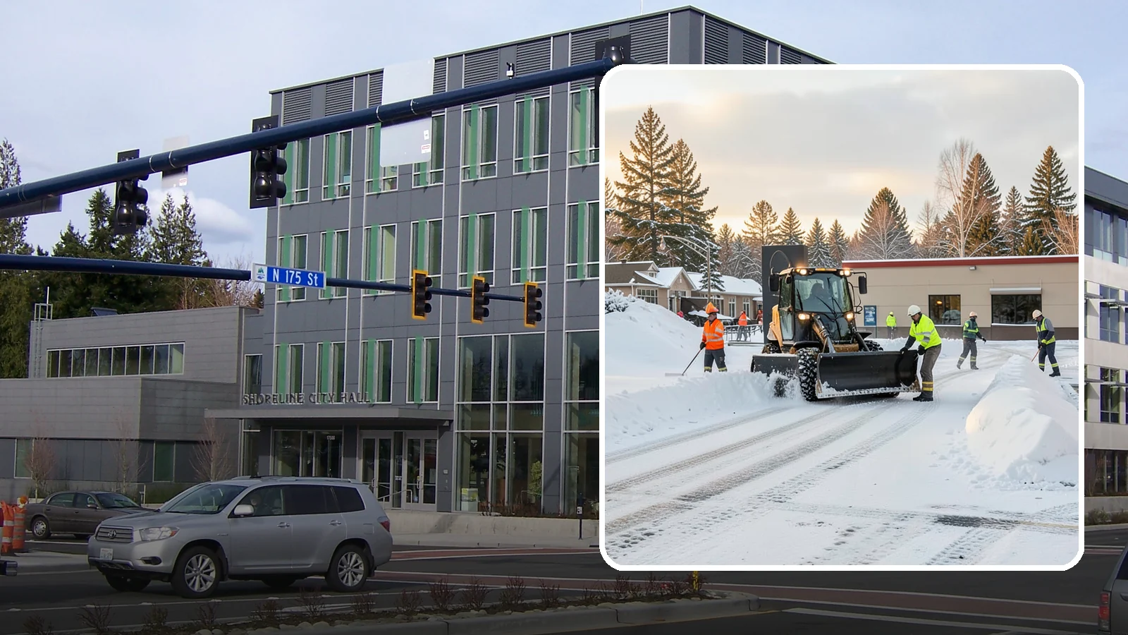 Restaurant Parking Lot Snow Removal in Shoreline, King County, WA - We clear restaurant lots ahead of service so Western Washington diners can park and walk in safely during winter.