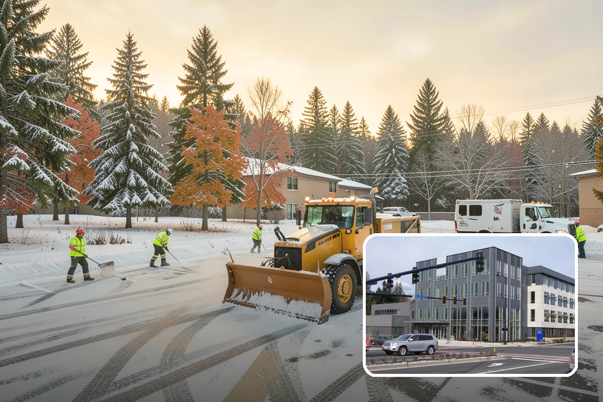 Restaurant Parking Lot Snow Removal in Shoreline, King County, WA - Diners can park and reach the door without navigating ice