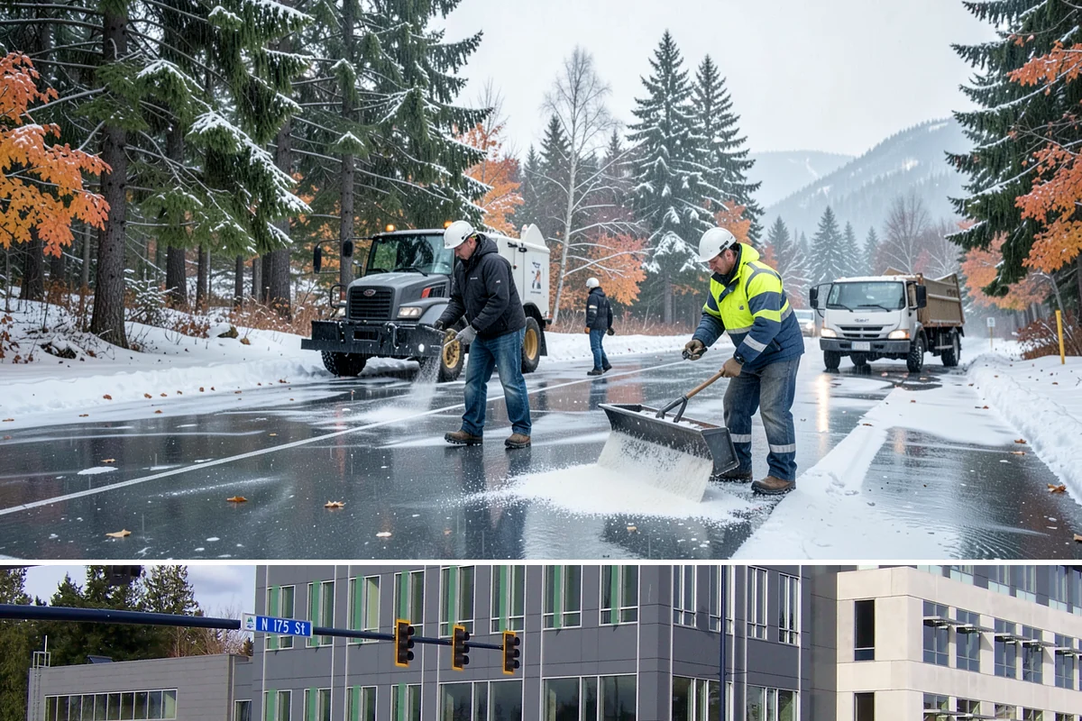 Restaurant Parking Lot Snow Removal in Shoreline, King County, WA - Restaurant lots in Western Washington see the most winter demand from December through February, when after-dark freezes follow...