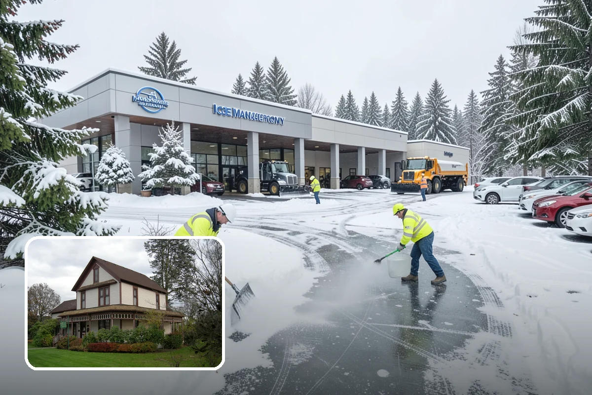 Restaurant Parking Lot Snow Removal in Sumner, Pierce County, WA - Diners can park and reach the door without navigating ice