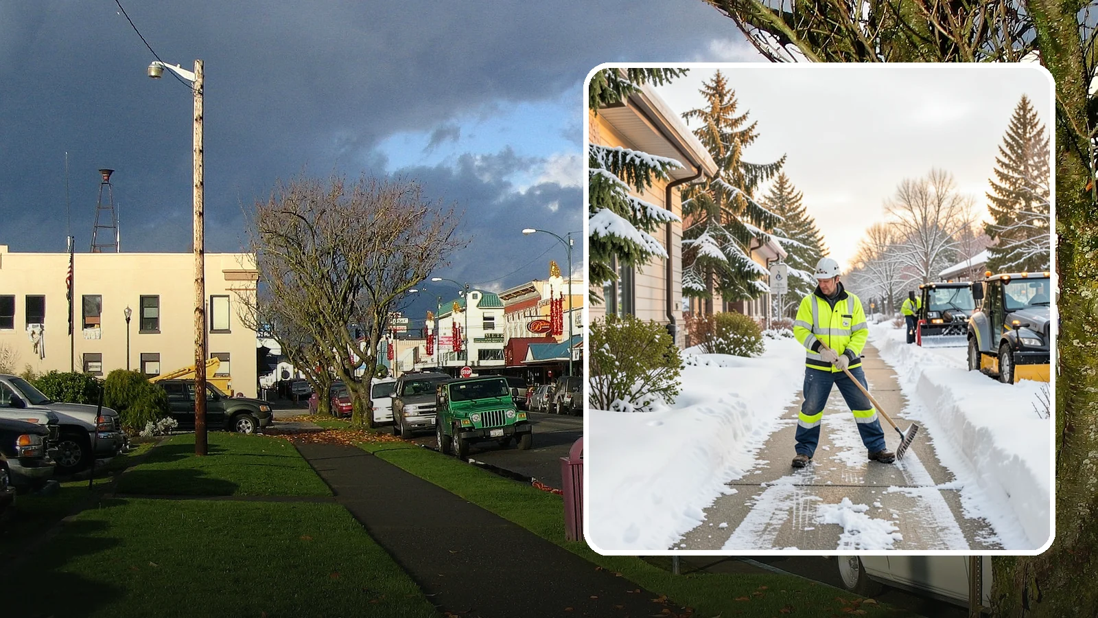 Restaurant Sidewalk Clearing in Arlington, Snohomish County, WA - Patron-entrance sidewalk clearing for Western Washington restaurants, keeping entry walks and waiting areas safe through lunch...