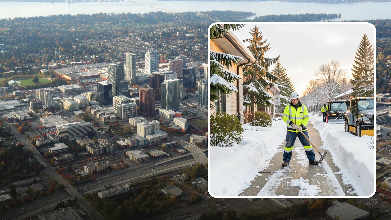 Restaurant Sidewalk Clearing in Bellevue, King County, WA - Patron-entrance sidewalk clearing for Western Washington restaurants, keeping entry walks and waiting areas safe through lunch...