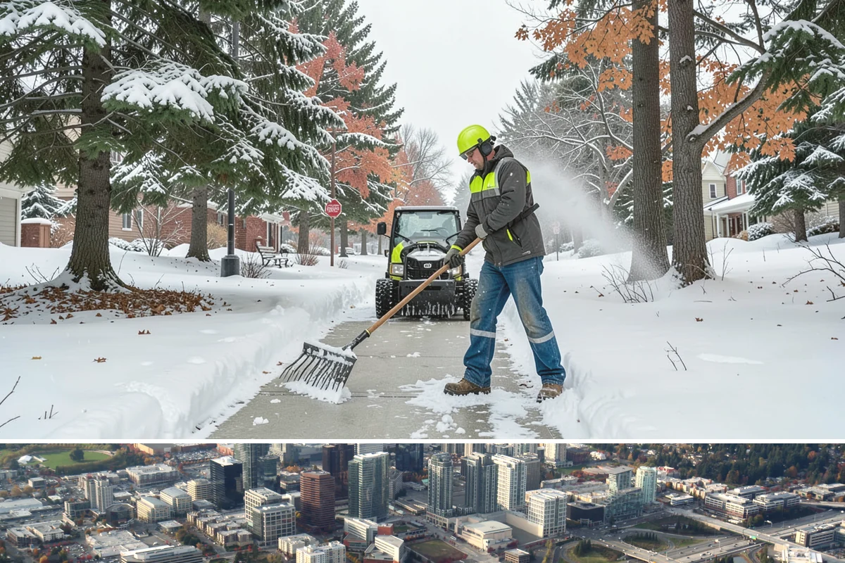 Restaurant Sidewalk Clearing in Bellevue, King County, WA - Restaurant sidewalk risk peaks from late November through February during evening service, when afternoon melt refreezes at the...