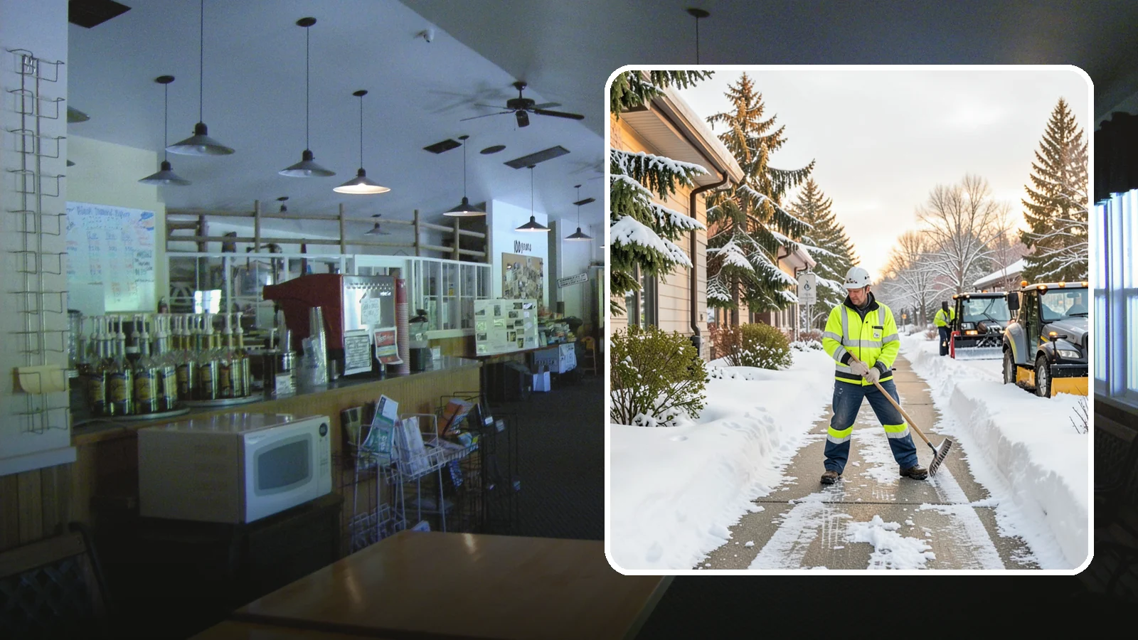 Restaurant Sidewalk Clearing in Black Diamond, King County, WA - Patron-entrance sidewalk clearing for Western Washington restaurants, keeping entry walks and waiting areas safe through lunch...