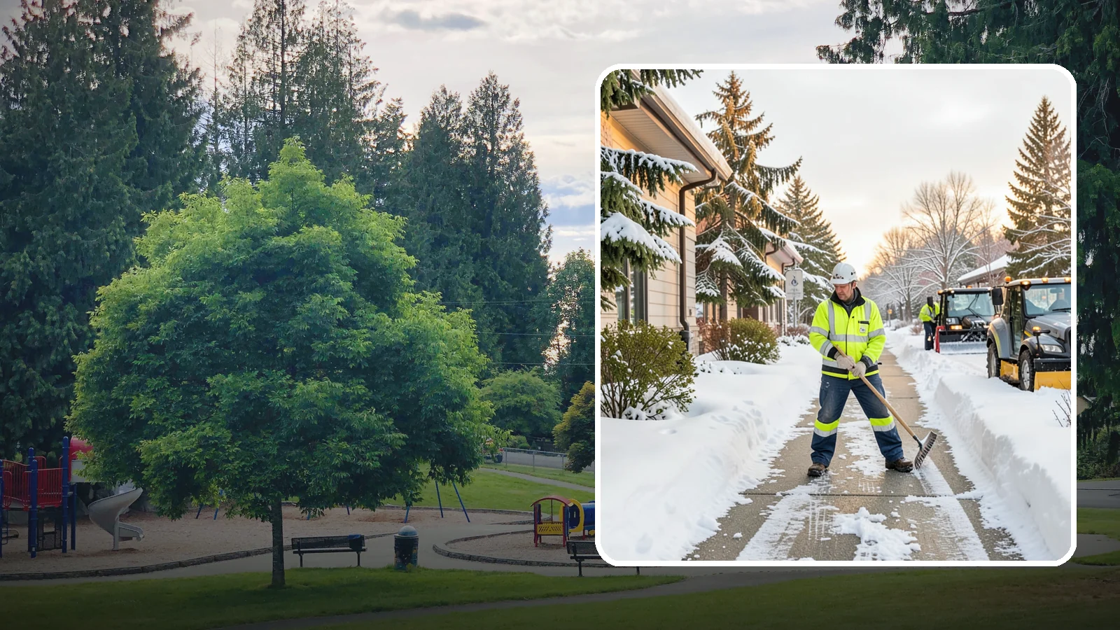 Restaurant Sidewalk Clearing in Bonney Lake, Pierce County, WA - Patron-entrance sidewalk clearing for Western Washington restaurants, keeping entry walks and waiting areas safe through lunch...