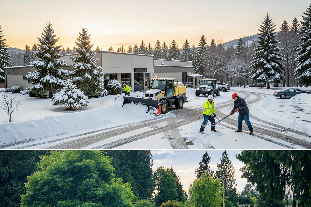 Restaurant Sidewalk Clearing in Bonney Lake, Pierce County, WA - Restaurant sidewalk risk peaks from late November through February during evening service, when afternoon melt refreezes at the...