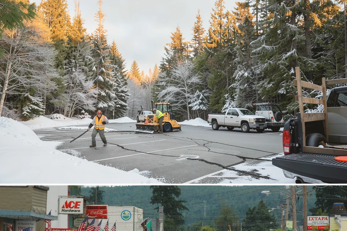Restaurant Sidewalk Clearing in Carnation, King County, WA - Restaurant sidewalk risk peaks from late November through February during evening service, when afternoon melt refreezes at the...