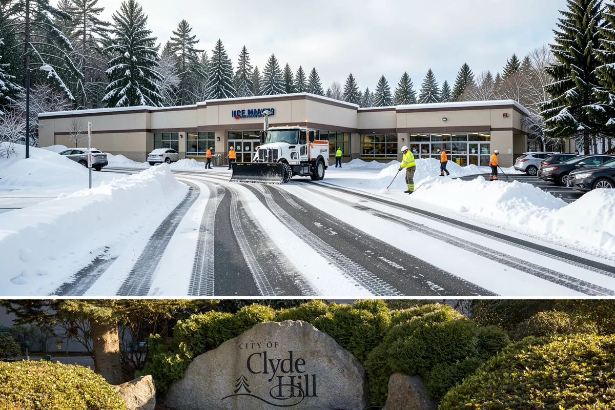 Restaurant Sidewalk Clearing in Clyde Hill, King County, WA - Restaurant sidewalk risk peaks from late November through February during evening service, when afternoon melt refreezes at the...