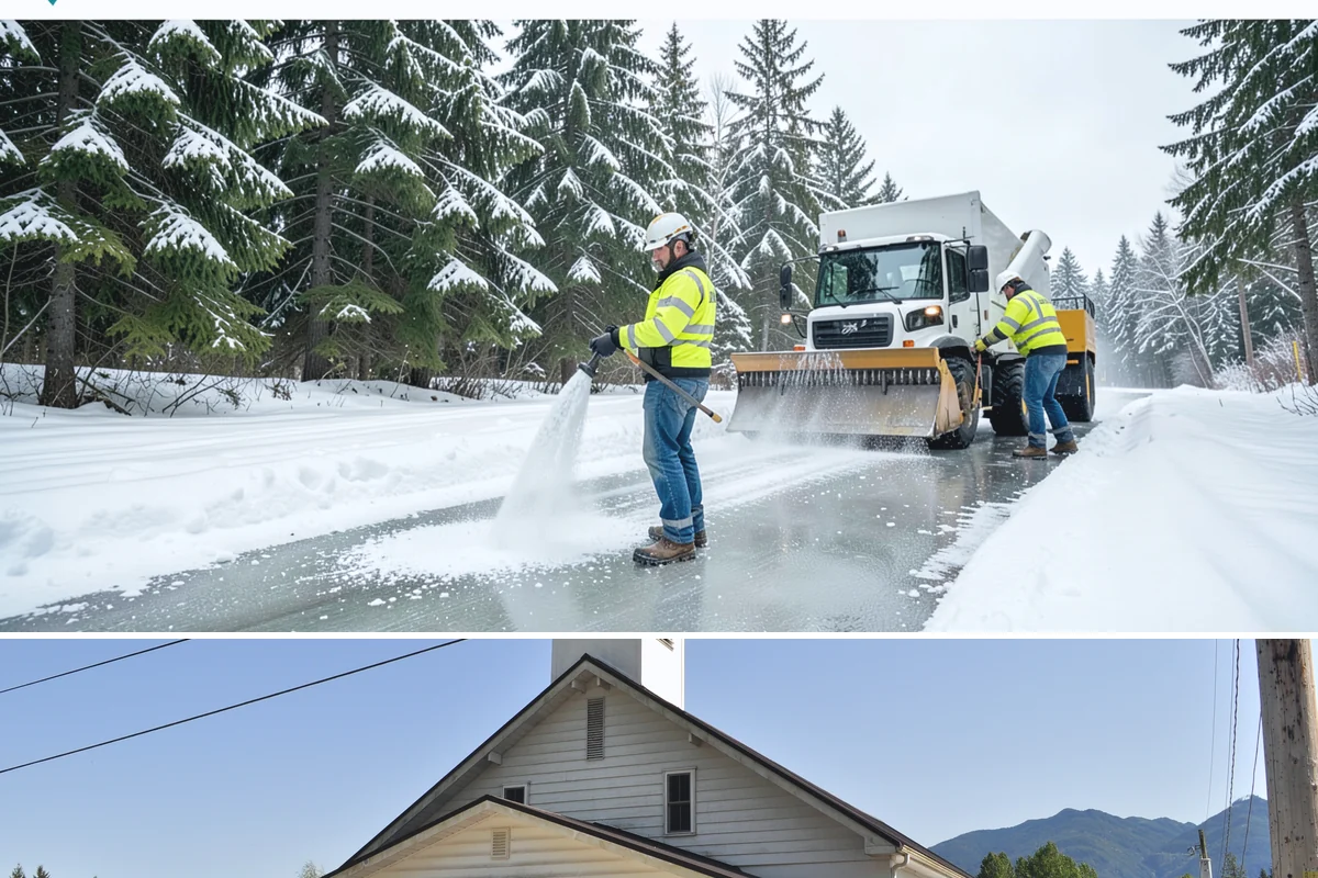 Restaurant Sidewalk Clearing in Concrete, Skagit County, WA - Restaurant sidewalk risk peaks from late November through February during evening service, when afternoon melt refreezes at the...