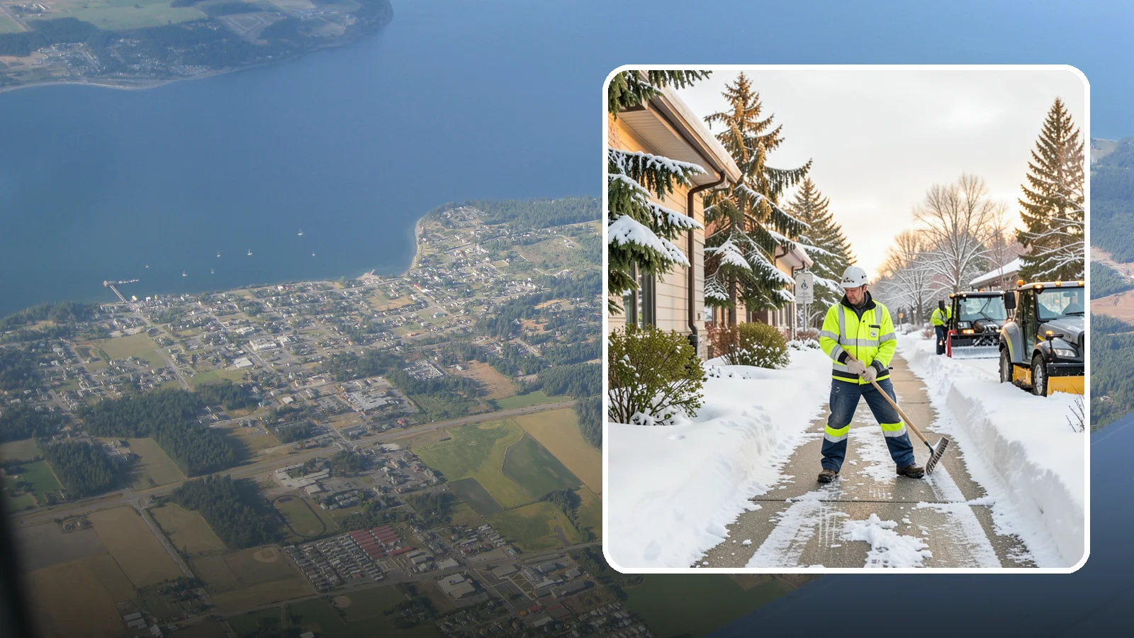 Restaurant Sidewalk Clearing in Coupeville, Island County, WA - Patron-entrance sidewalk clearing for Western Washington restaurants, keeping entry walks and waiting areas safe through lunch...