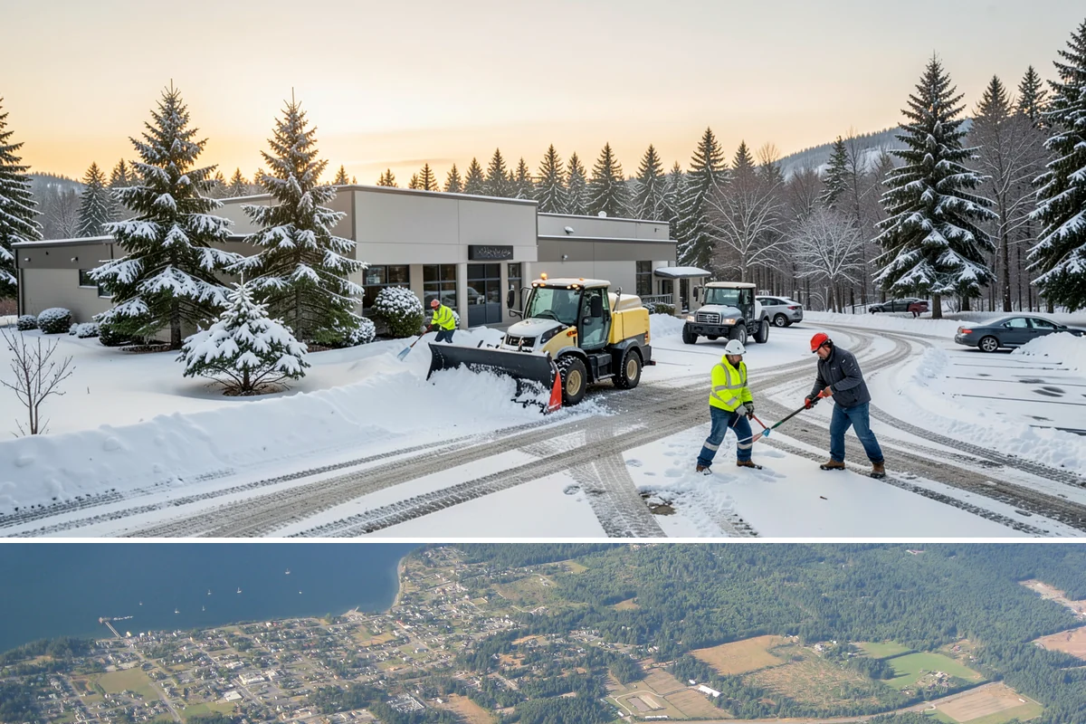 Restaurant Sidewalk Clearing in Coupeville, Island County, WA - Restaurant sidewalk risk peaks from late November through February during evening service, when afternoon melt refreezes at the...