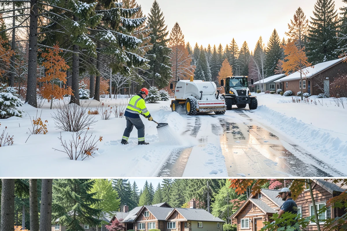 Restaurant Sidewalk Clearing in Edgewood, Pierce County, WA - Restaurant sidewalk risk peaks from late November through February during evening service, when afternoon melt refreezes at the...