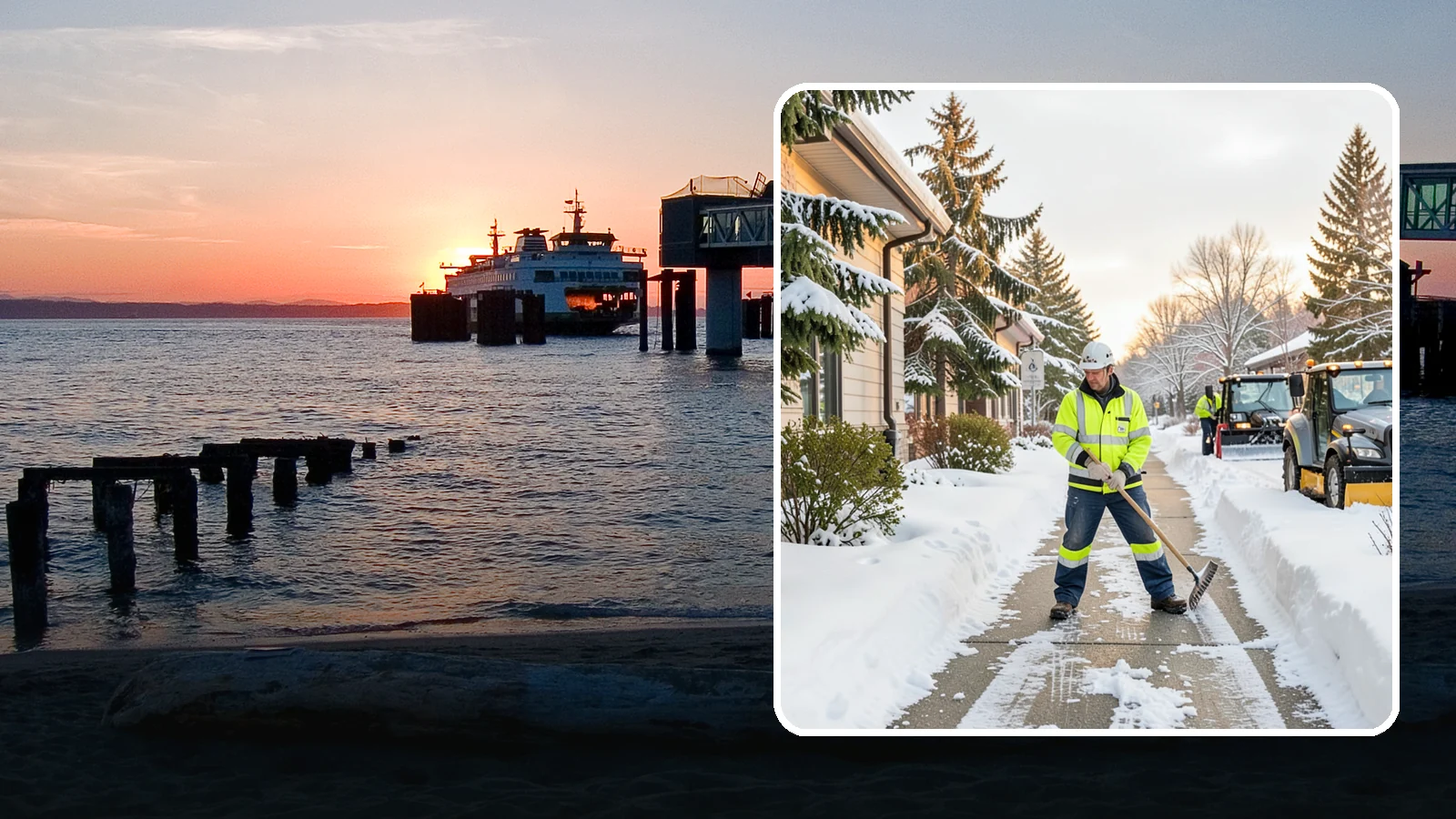 Restaurant Sidewalk Clearing in Edmonds, Snohomish County, WA - Patron-entrance sidewalk clearing for Western Washington restaurants, keeping entry walks and waiting areas safe through lunch...