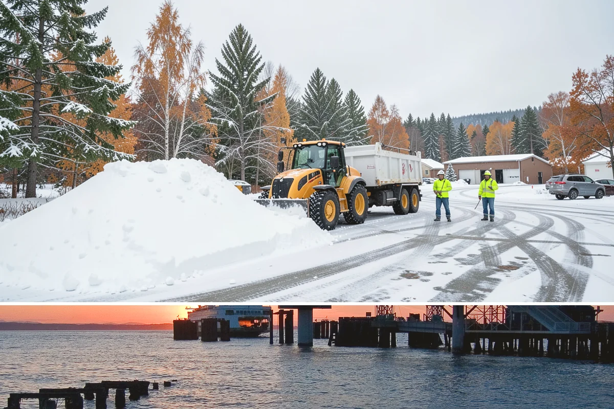 Restaurant Sidewalk Clearing in Edmonds, Snohomish County, WA - Restaurant sidewalk risk peaks from late November through February during evening service, when afternoon melt refreezes at the...