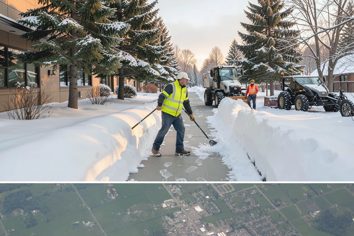 Restaurant Sidewalk Clearing in Enumclaw, King County, WA - Restaurant sidewalk risk peaks from late November through February during evening service, when afternoon melt refreezes at the...