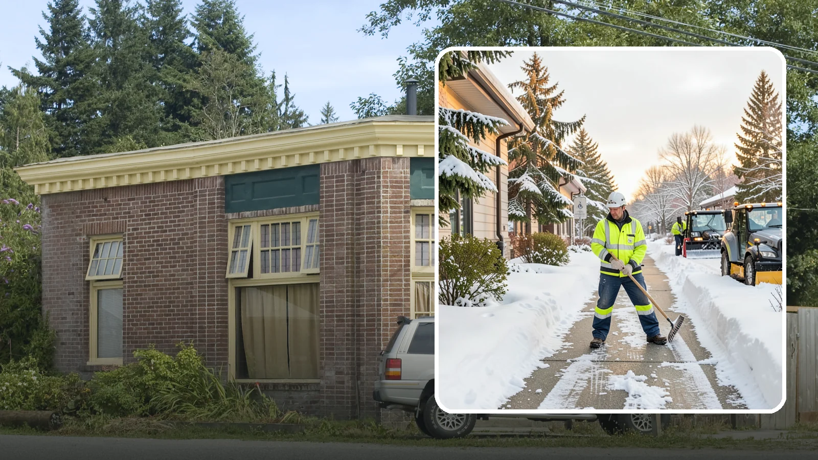 Restaurant Sidewalk Clearing in Hamilton, Skagit County, WA - Patron-entrance sidewalk clearing for Western Washington restaurants, keeping entry walks and waiting areas safe through lunch...