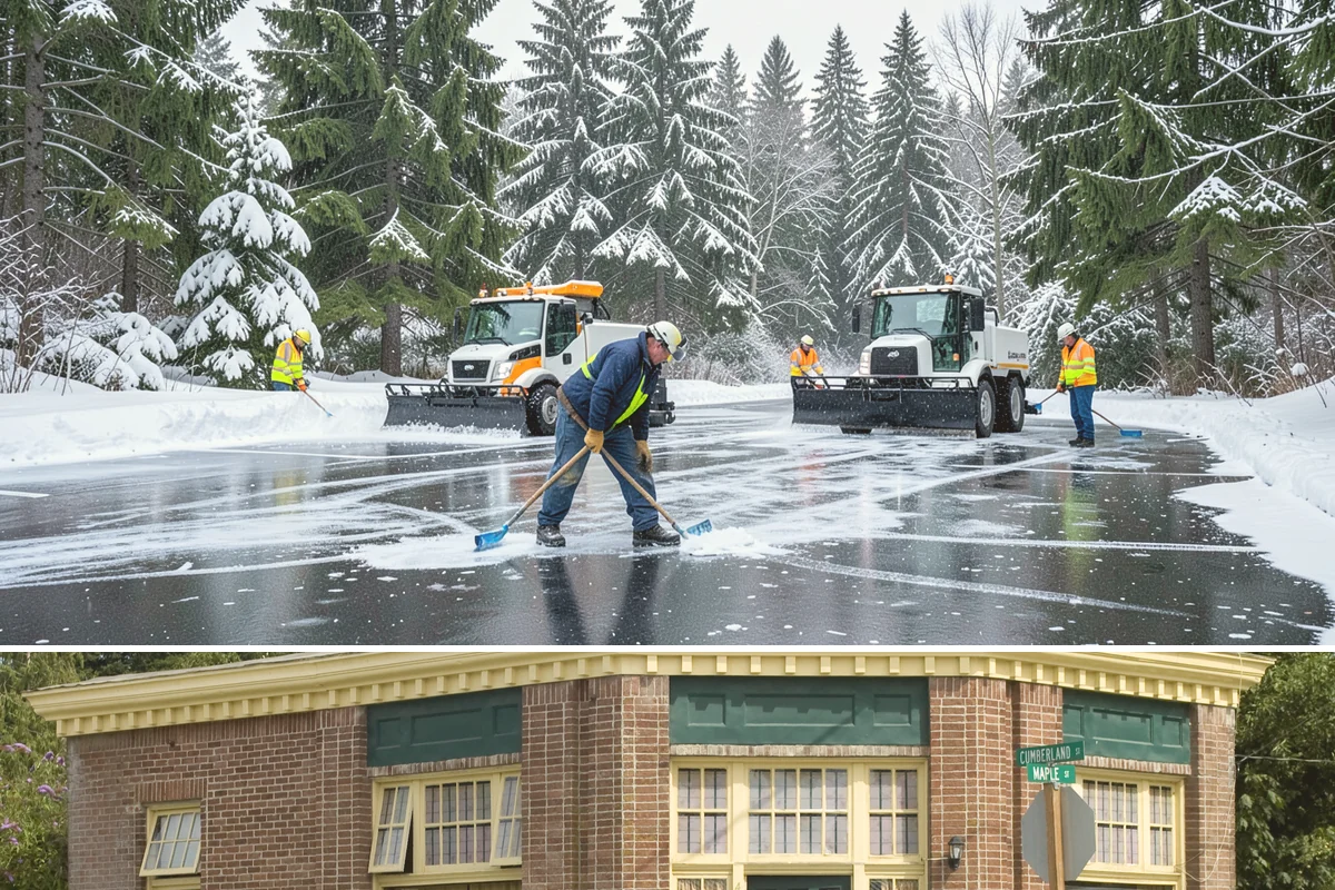 Restaurant Sidewalk Clearing in Hamilton, Skagit County, WA - Restaurant sidewalk risk peaks from late November through February during evening service, when afternoon melt refreezes at the...