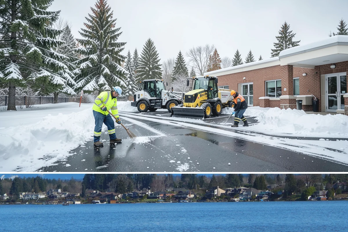 Restaurant Sidewalk Clearing in Lake Stevens, Snohomish County, WA - Restaurant sidewalk risk peaks from late November through February during evening service, when afternoon melt refreezes at the...