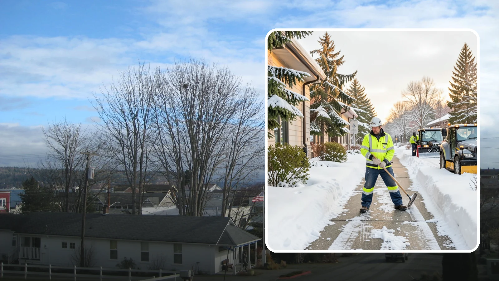 Restaurant Sidewalk Clearing in Langley, Island County, WA - Patron-entrance sidewalk clearing for Western Washington restaurants, keeping entry walks and waiting areas safe through lunch...