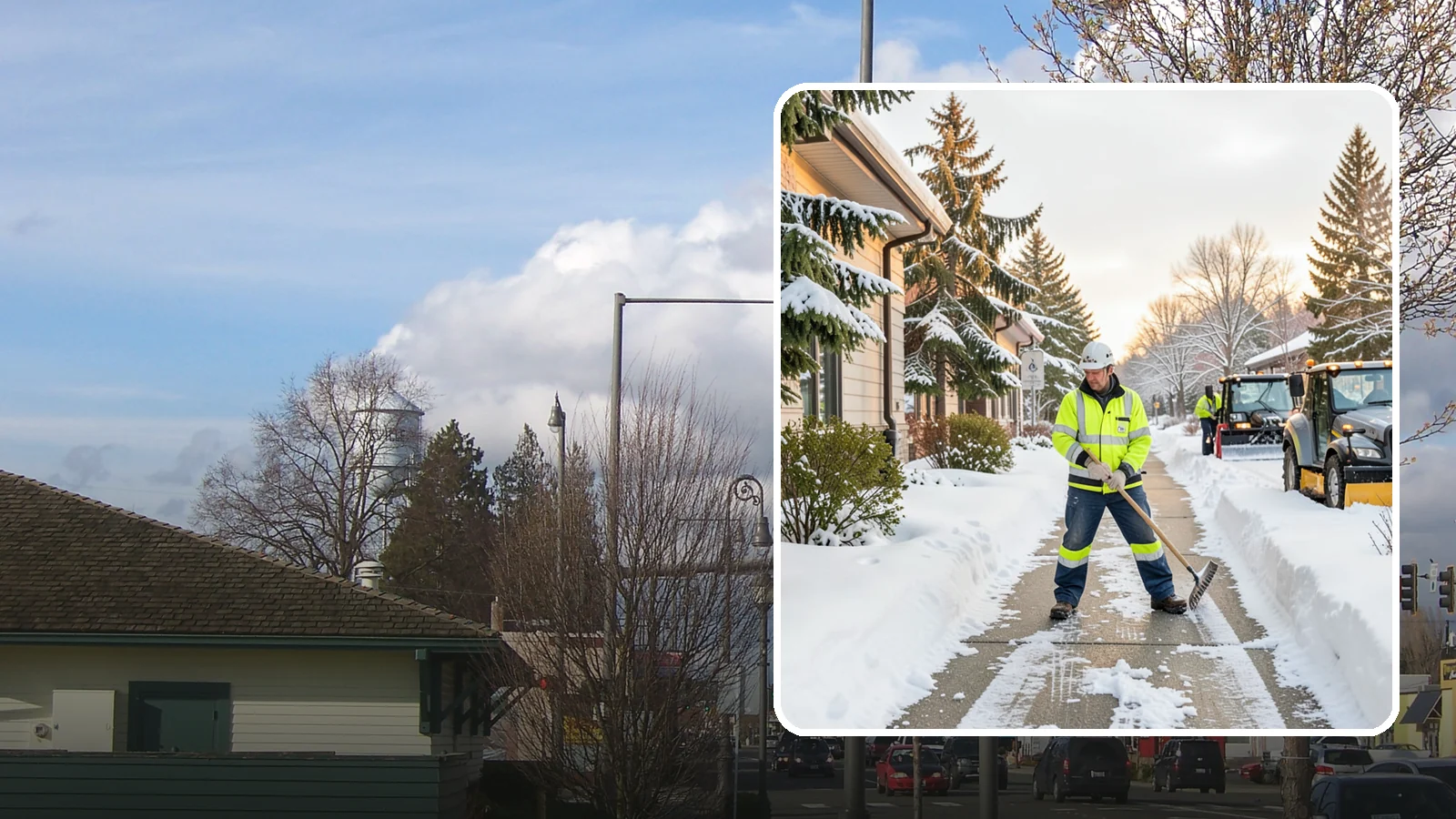 Restaurant Sidewalk Clearing in Marysville, Snohomish County, WA - Patron-entrance sidewalk clearing for Western Washington restaurants, keeping entry walks and waiting areas safe through lunch...