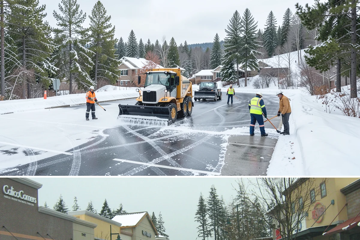 Restaurant Sidewalk Clearing in Mill Creek, Snohomish County, WA - Restaurant sidewalk risk peaks from late November through February during evening service, when afternoon melt refreezes at the...