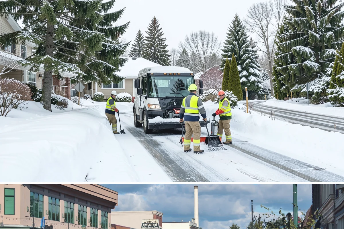 Restaurant Sidewalk Clearing in Monroe, Snohomish County, WA - Restaurant sidewalk risk peaks from late November through February during evening service, when afternoon melt refreezes at the...