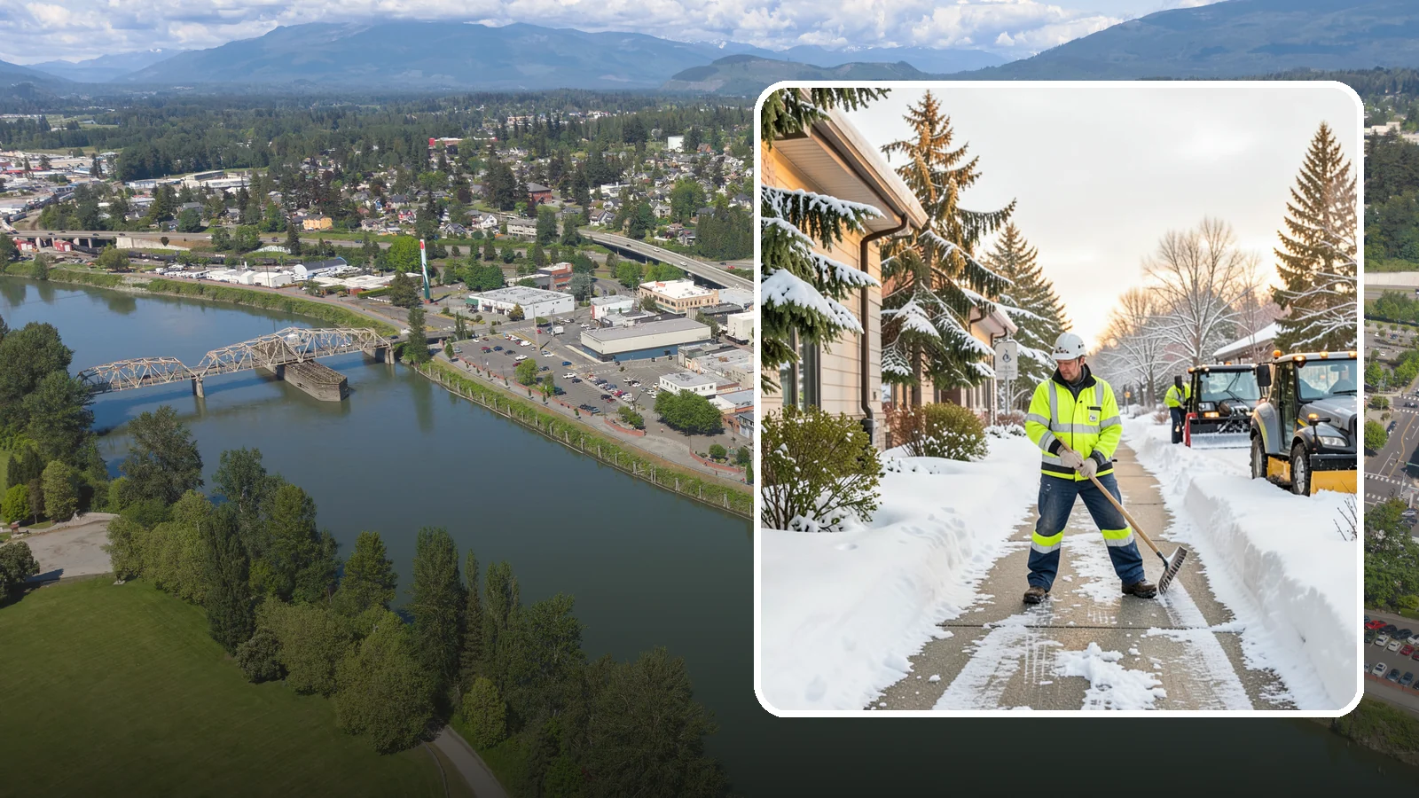 Restaurant Sidewalk Clearing in Mount Vernon, Skagit County, WA - Patron-entrance sidewalk clearing for Western Washington restaurants, keeping entry walks and waiting areas safe through lunch...