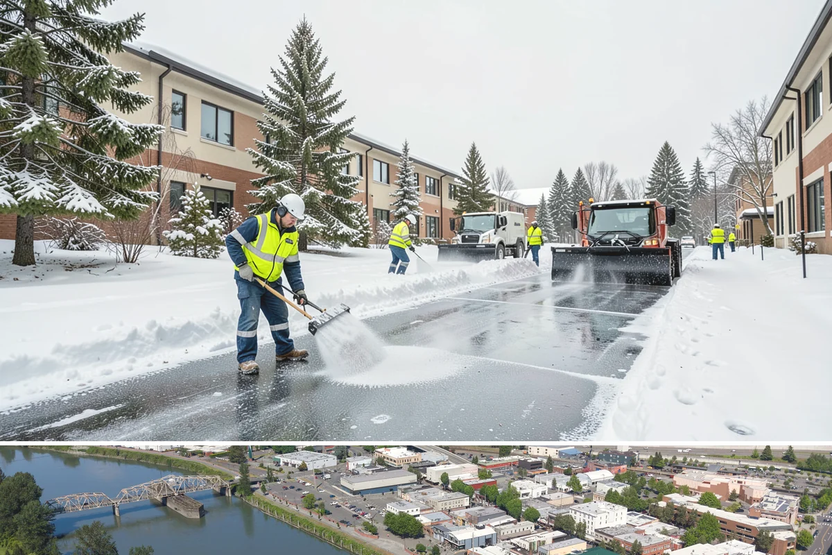 Restaurant Sidewalk Clearing in Mount Vernon, Skagit County, WA - Restaurant sidewalk risk peaks from late November through February during evening service, when afternoon melt refreezes at the...
