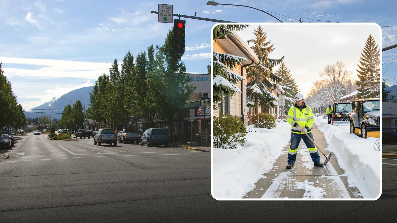 Restaurant Sidewalk Clearing in North Bend, King County, WA - Patron-entrance sidewalk clearing for Western Washington restaurants, keeping entry walks and waiting areas safe through lunch...