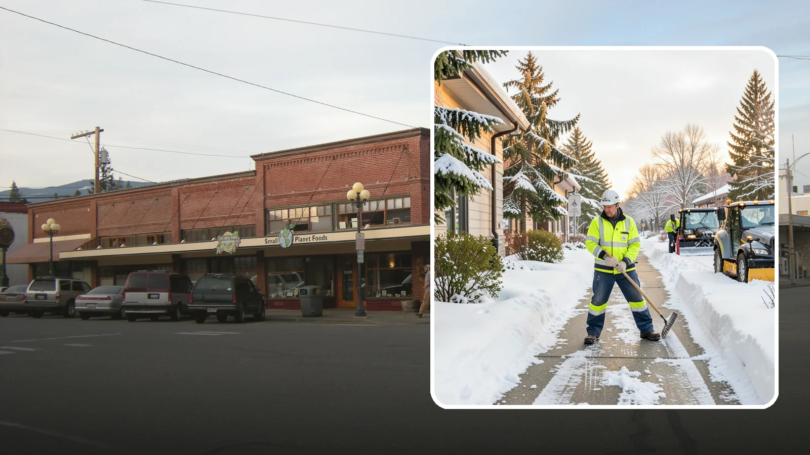 Restaurant Sidewalk Clearing in Sedro-Woolley, Skagit County, WA - Patron-entrance sidewalk clearing for Western Washington restaurants, keeping entry walks and waiting areas safe through lunch...
