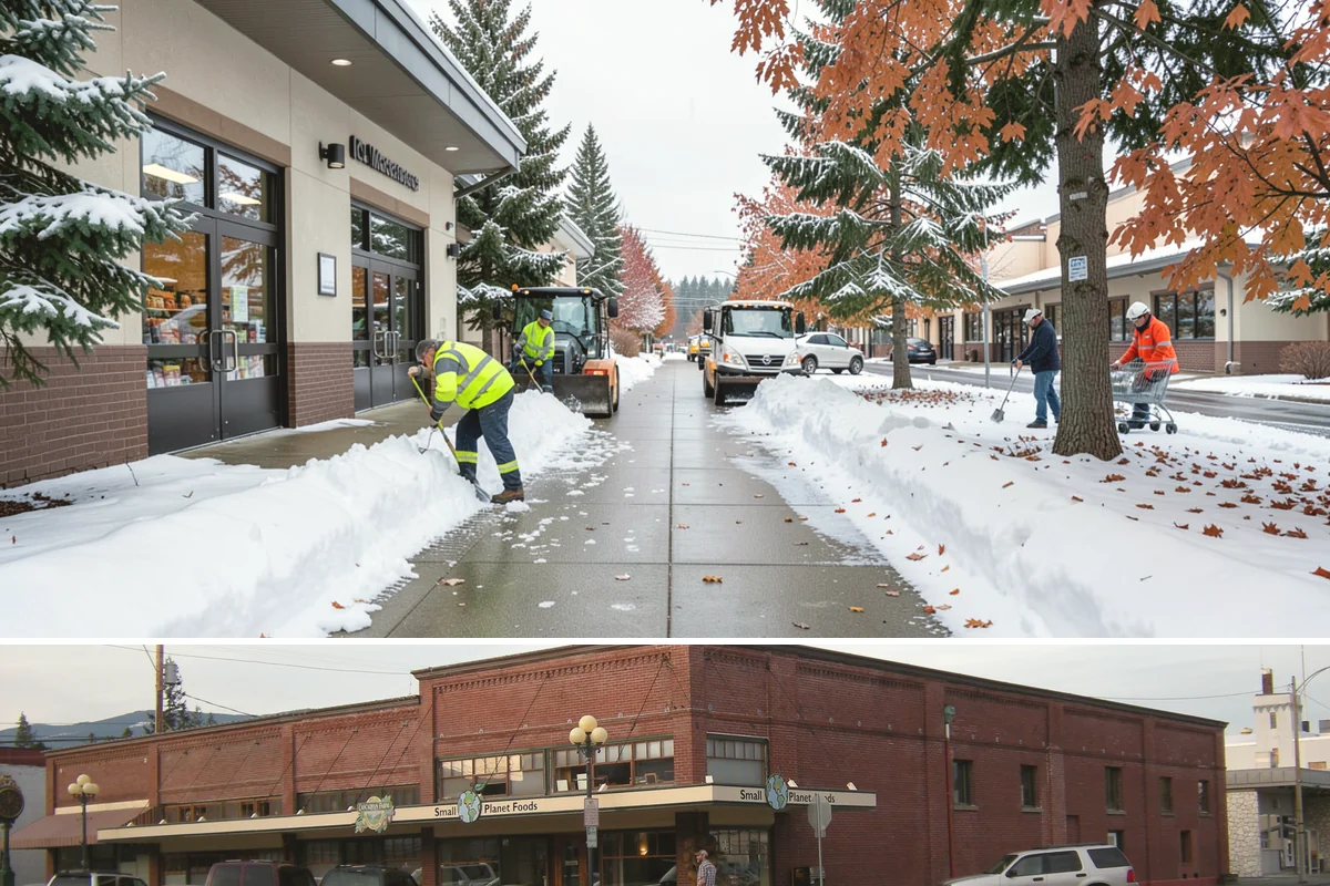 Restaurant Sidewalk Clearing in Sedro-Woolley, Skagit County, WA - Restaurant sidewalk risk peaks from late November through February during evening service, when afternoon melt refreezes at the...