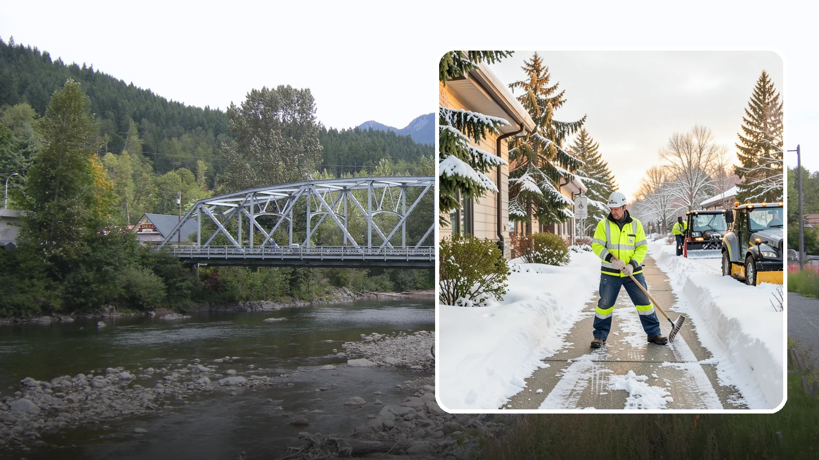 Restaurant Sidewalk Clearing in Skykomish, King County, WA - Patron-entrance sidewalk clearing for Western Washington restaurants, keeping entry walks and waiting areas safe through lunch...