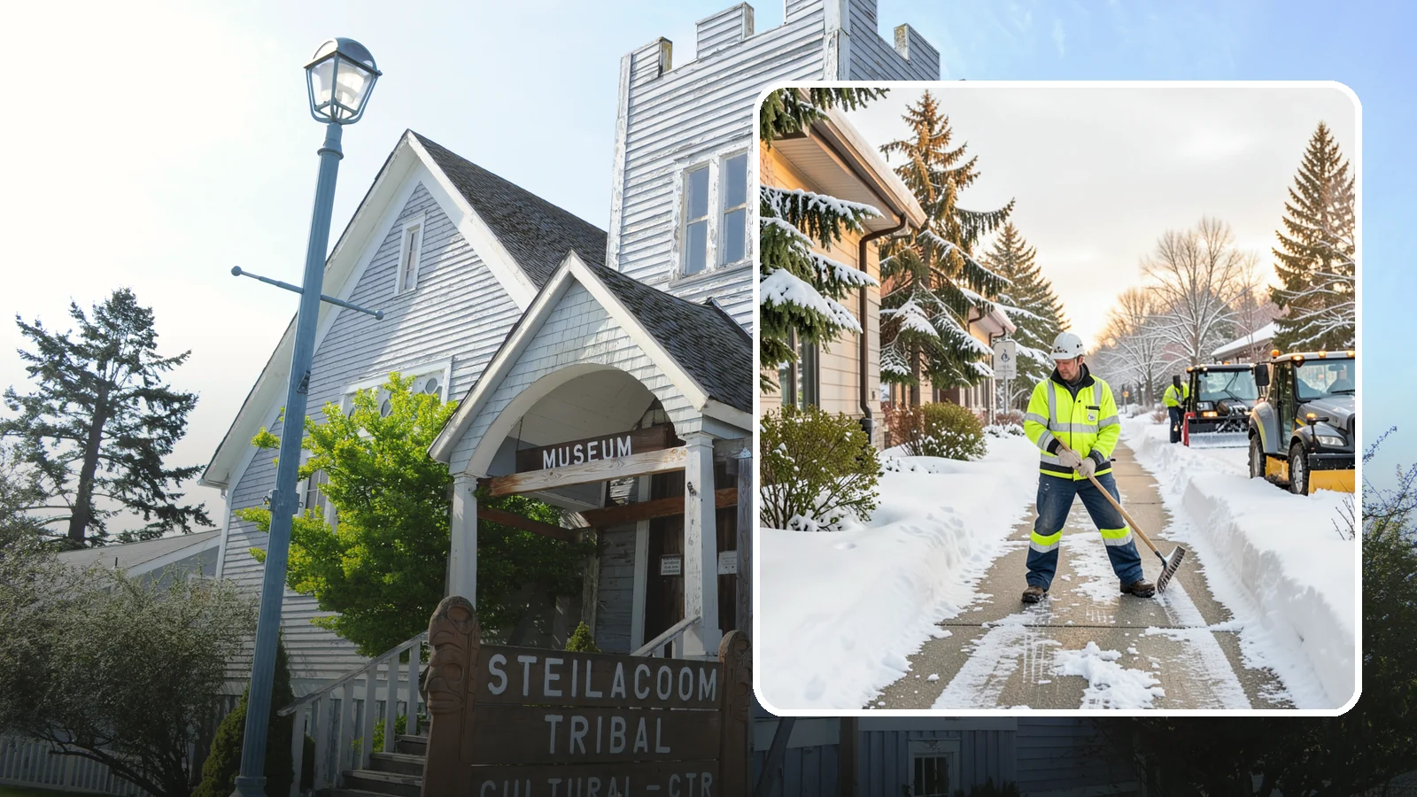 Restaurant Sidewalk Clearing in Steilacoom, Pierce County, WA - Patron-entrance sidewalk clearing for Western Washington restaurants, keeping entry walks and waiting areas safe through lunch...