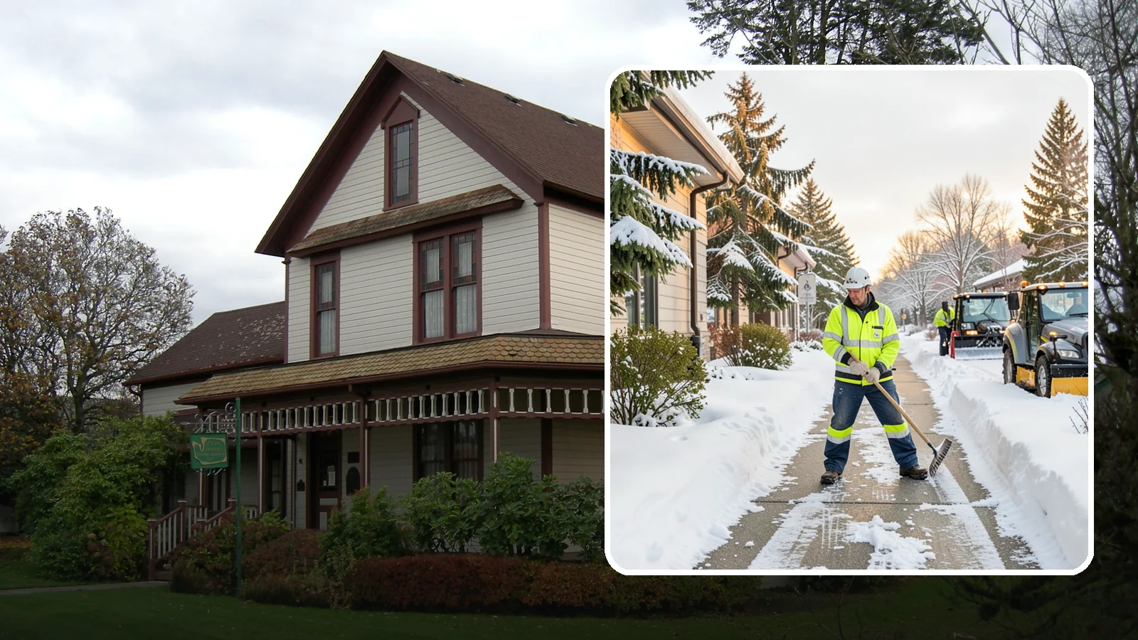 Restaurant Sidewalk Clearing in Sumner, Pierce County, WA - Patron-entrance sidewalk clearing for Western Washington restaurants, keeping entry walks and waiting areas safe through lunch...