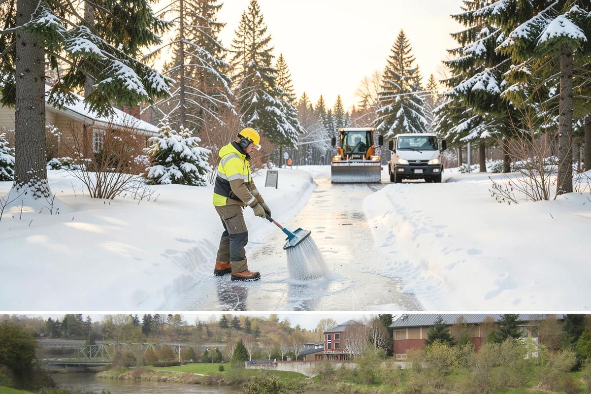 Restaurant Sidewalk Clearing in Tukwila, King County, WA - Restaurant sidewalk risk peaks from late November through February during evening service, when afternoon melt refreezes at the...