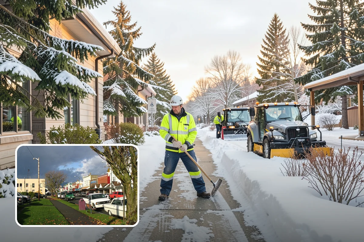 Restaurant Snow Plowing in Arlington, Snohomish County, WA - Customer lot and delivery lane cleared before service