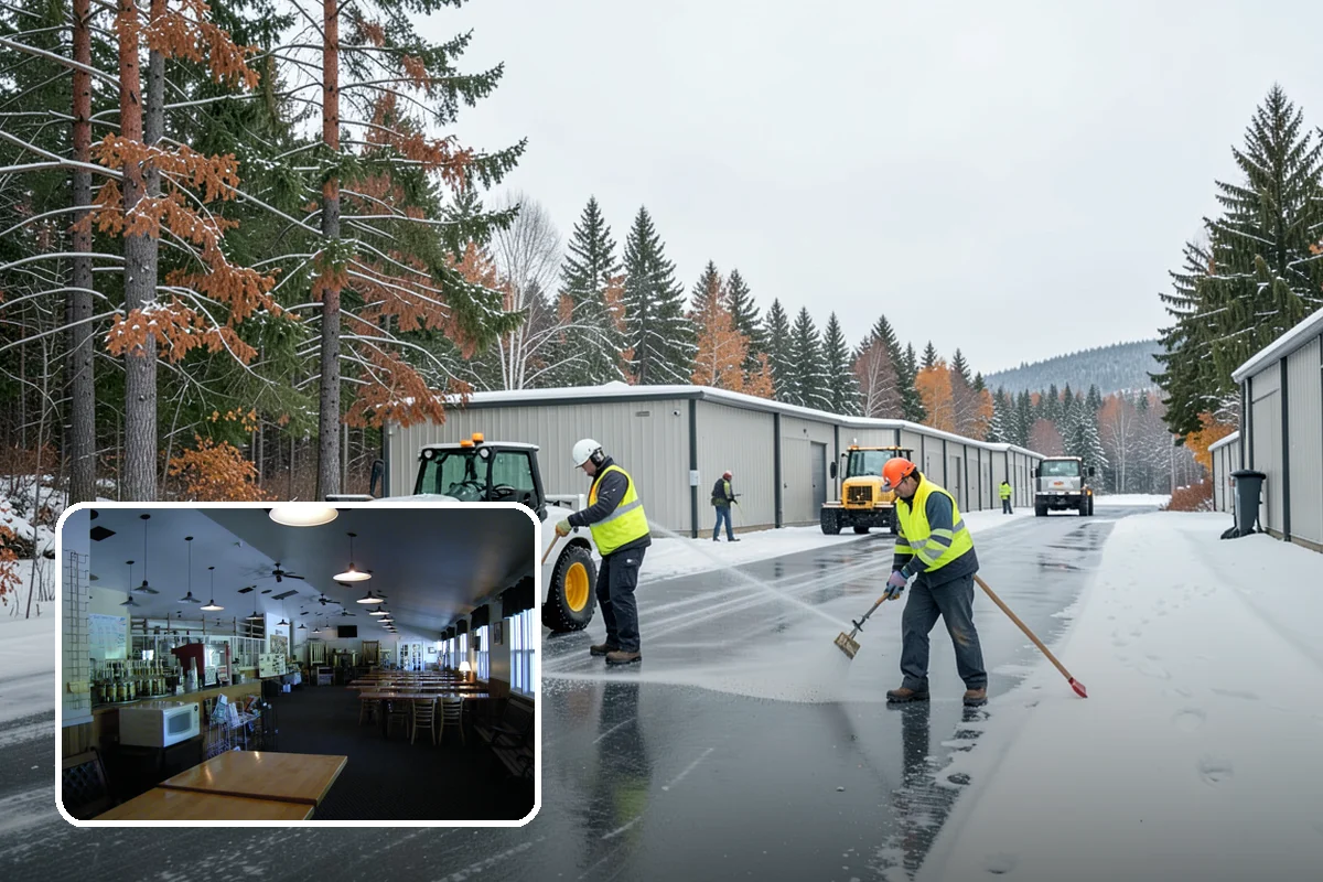 Restaurant Snow Plowing in Black Diamond, King County, WA - Customer lot and delivery lane cleared before service
