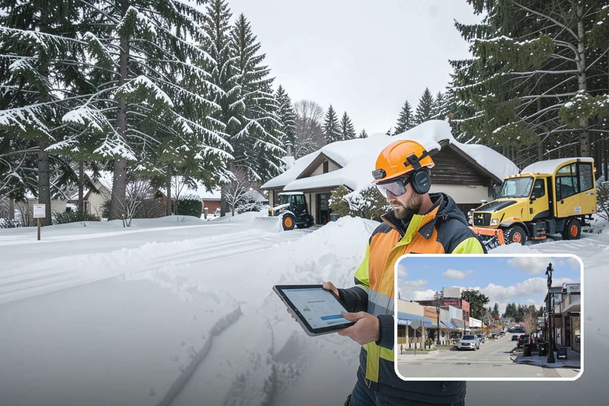 Restaurant Snow Plowing in Bothell, King County, WA - Customer lot and delivery lane cleared before service