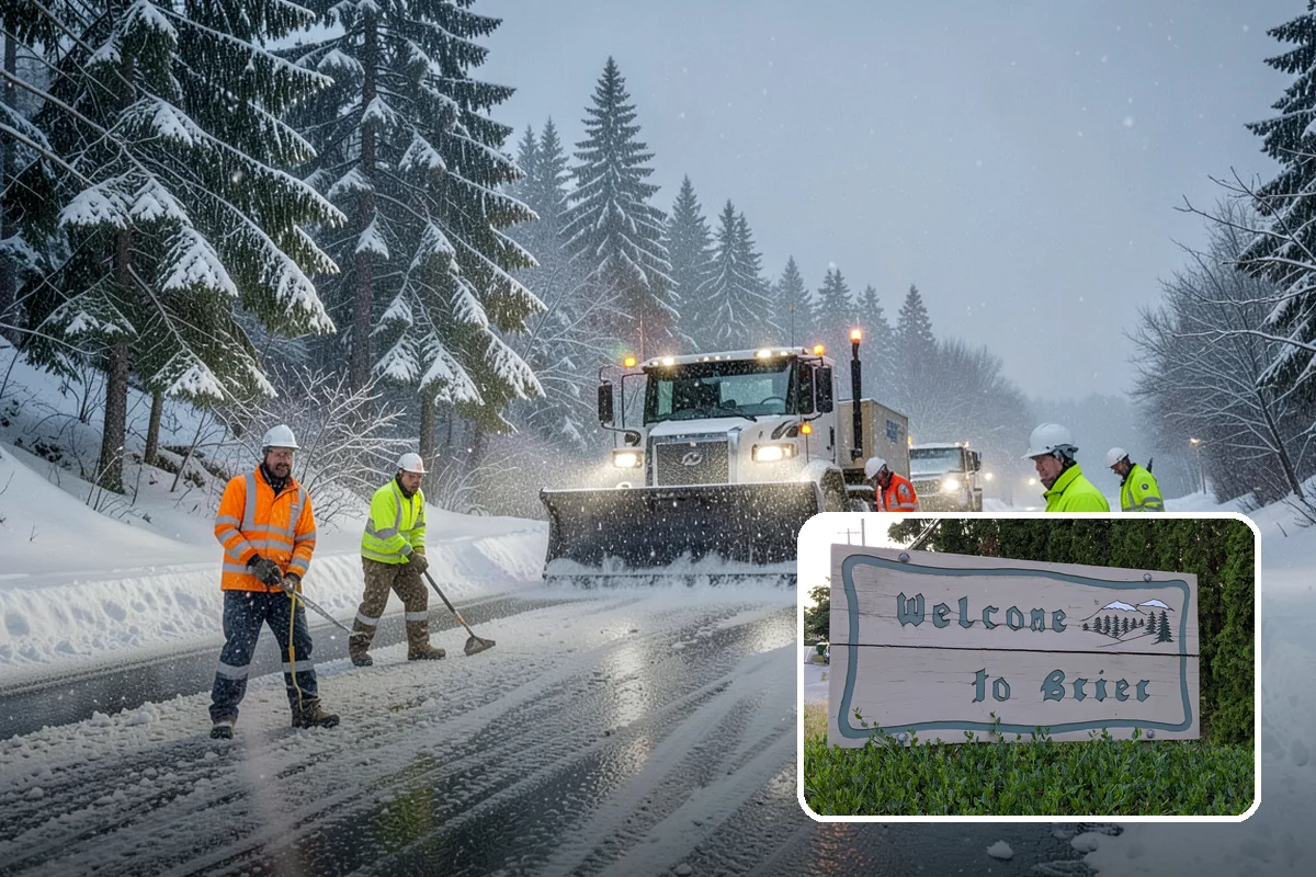 Restaurant Snow Plowing in Brier, Snohomish County, WA - Customer lot and delivery lane cleared before service