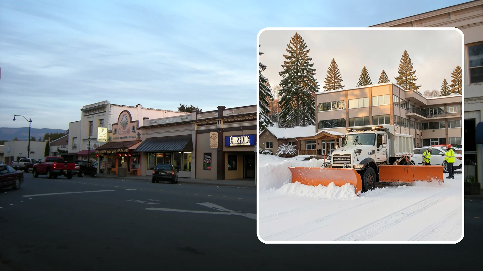 Restaurant Snow Plowing in Burlington, Skagit County, WA - We plow restaurant lots and entrances before service so diners and delivery drivers reach your doors safely.