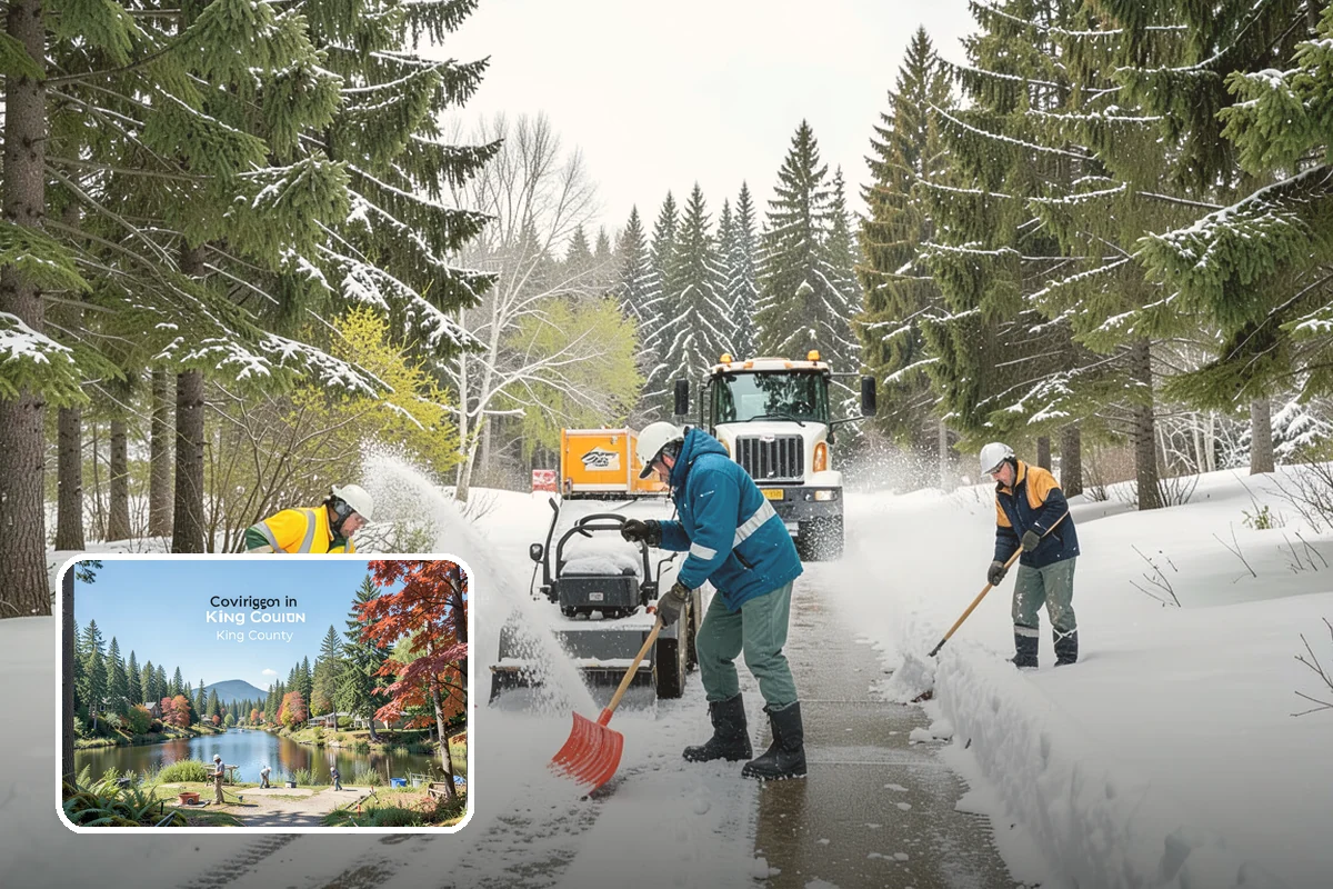 Restaurant Snow Plowing in Covington, King County, WA - Customer lot and delivery lane cleared before service