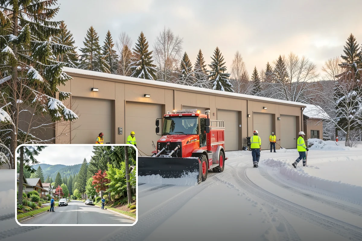 Restaurant Snow Plowing in Darrington, Snohomish County, WA - Customer lot and delivery lane cleared before service