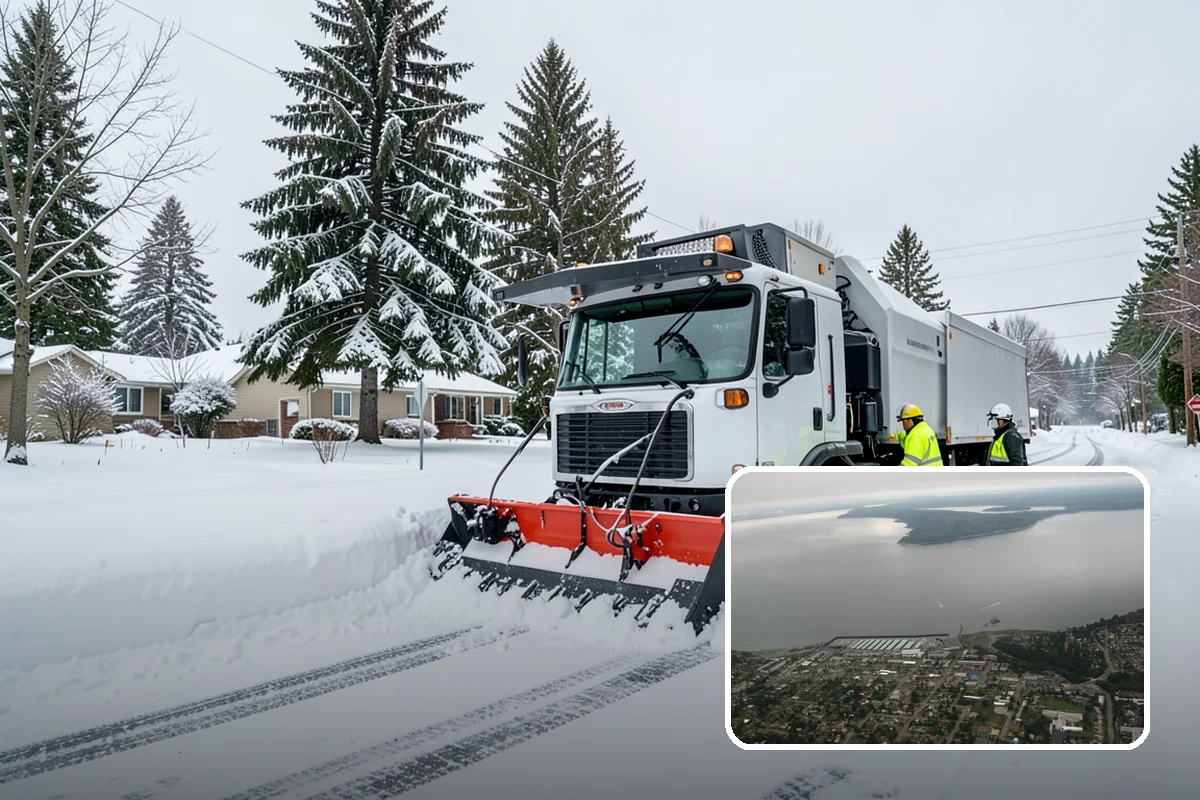 Restaurant Snow Plowing in Des Moines, King County, WA - Customer lot and delivery lane cleared before service