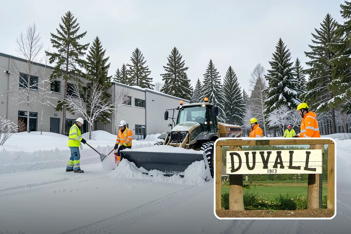 Restaurant Snow Plowing in Duvall, King County, WA - Customer lot and delivery lane cleared before service