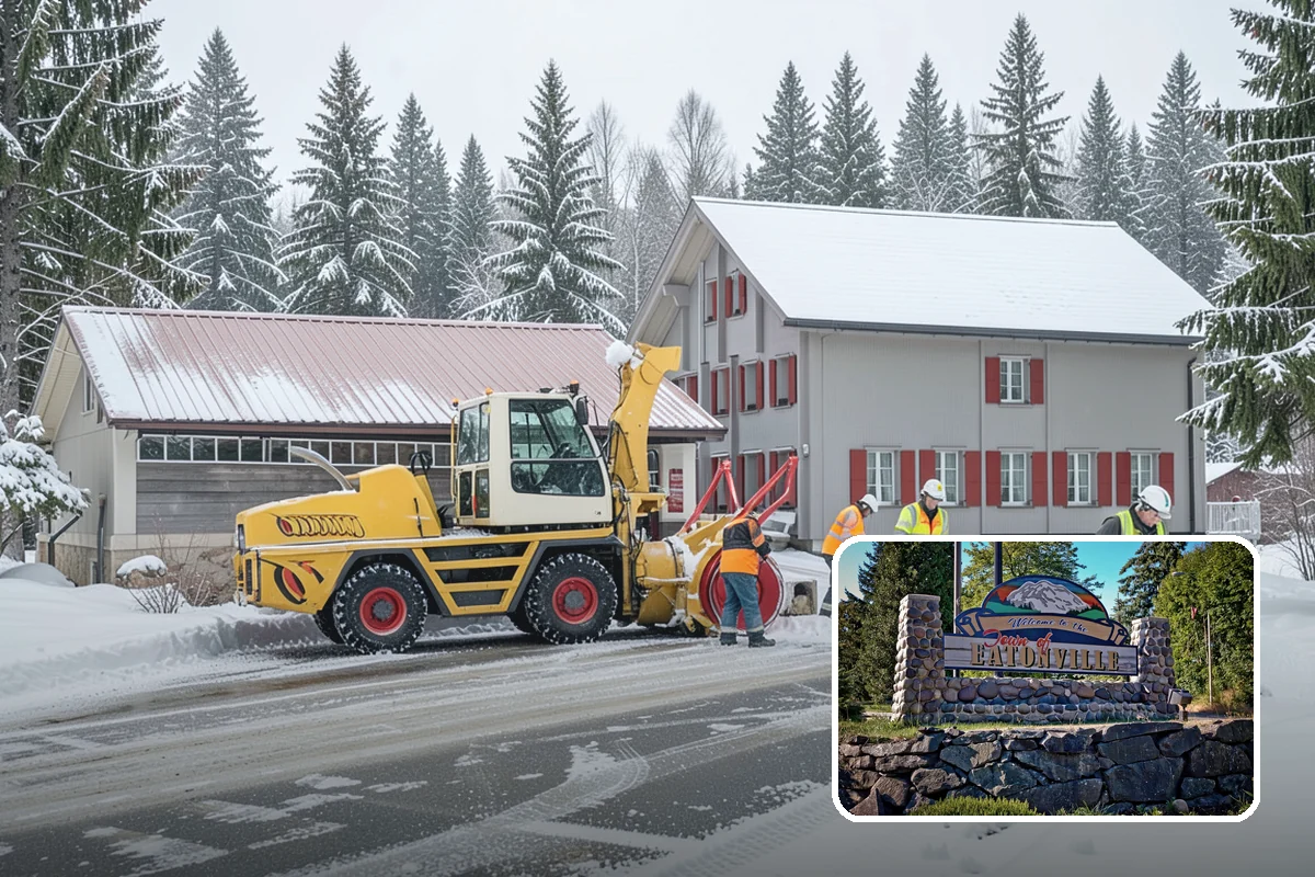 Restaurant Snow Plowing in Eatonville, Pierce County, WA - Customer lot and delivery lane cleared before service