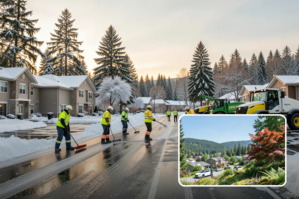 Restaurant Snow Plowing in Index, Snohomish County, WA - Customer lot and delivery lane cleared before service