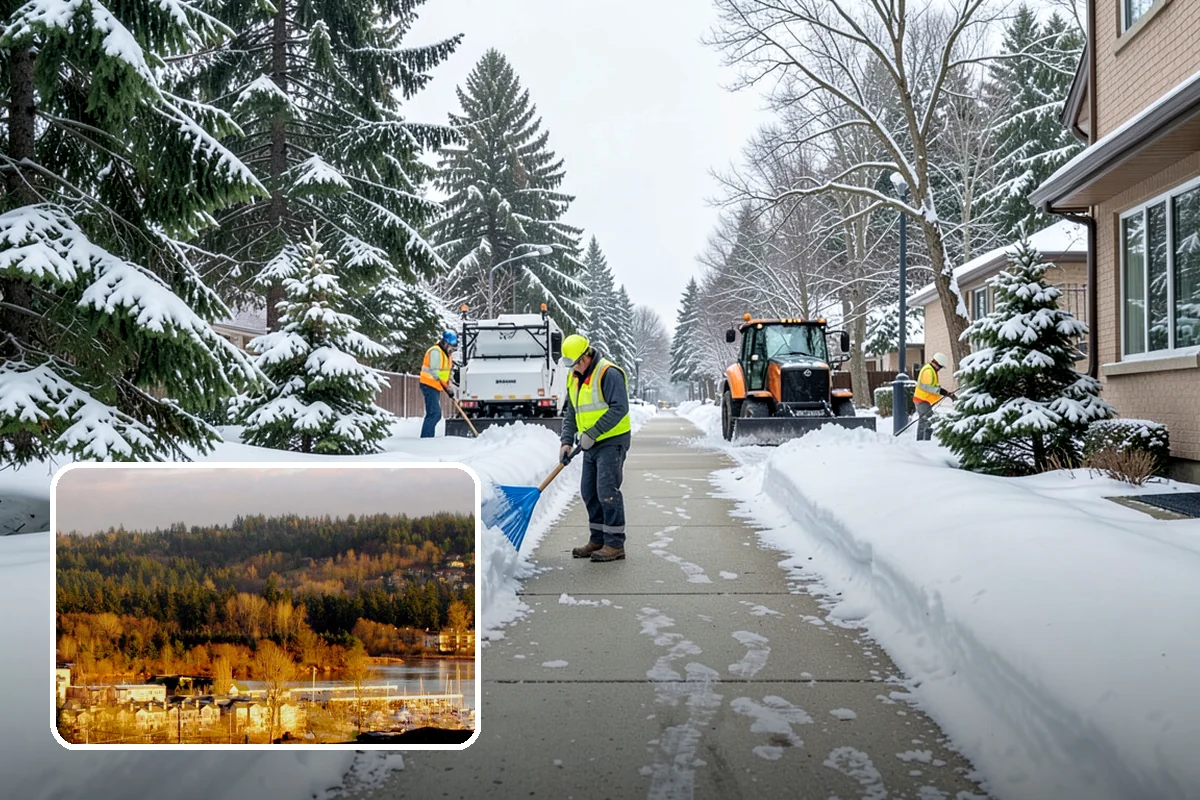 Restaurant Snow Plowing in Kenmore, King County, WA - Customer lot and delivery lane cleared before service
