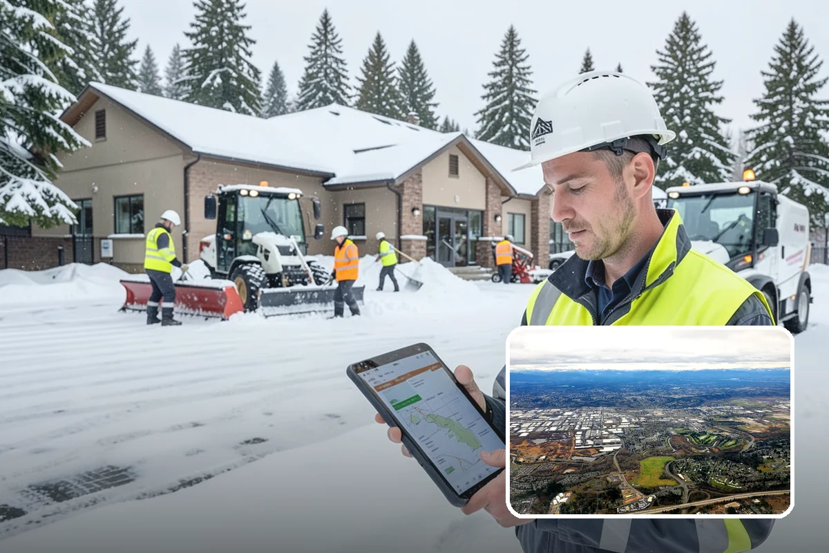 Restaurant Snow Plowing in Kent, King County, WA - Customer lot and delivery lane cleared before service