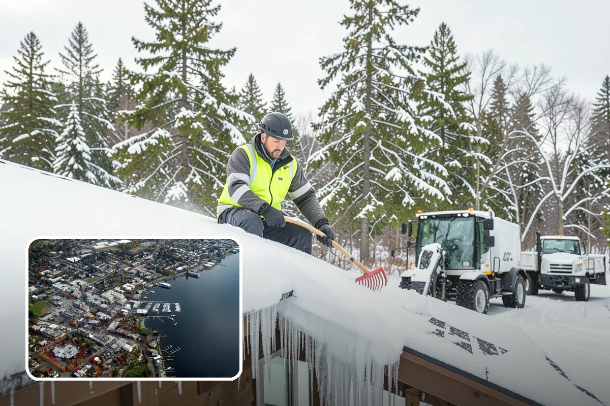Restaurant Snow Plowing in Kirkland, King County, WA - Customer lot and delivery lane cleared before service